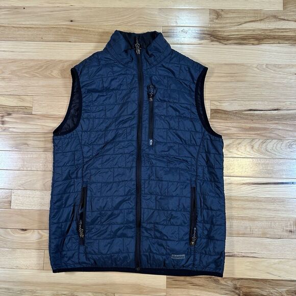 FREE COUNTRY Size Medium Blue Sleeveless Pockets Quilted Puffer Full Zip Vest - Picture 1 of 4